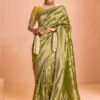 Splendid Tissue Silk Designer Saree for Mehendi, Reception, Festivals and Party