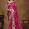 Glamorous Crush Paper Silk Designer Saree for Party and Sangeet