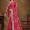 Attractive Two Tone Satin Silk Designer Saree for Wedding, Reception, Party and Sangeet