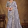 Beautiful Pure Organza Silk Designer Saree for Reception, Party and Sangeet