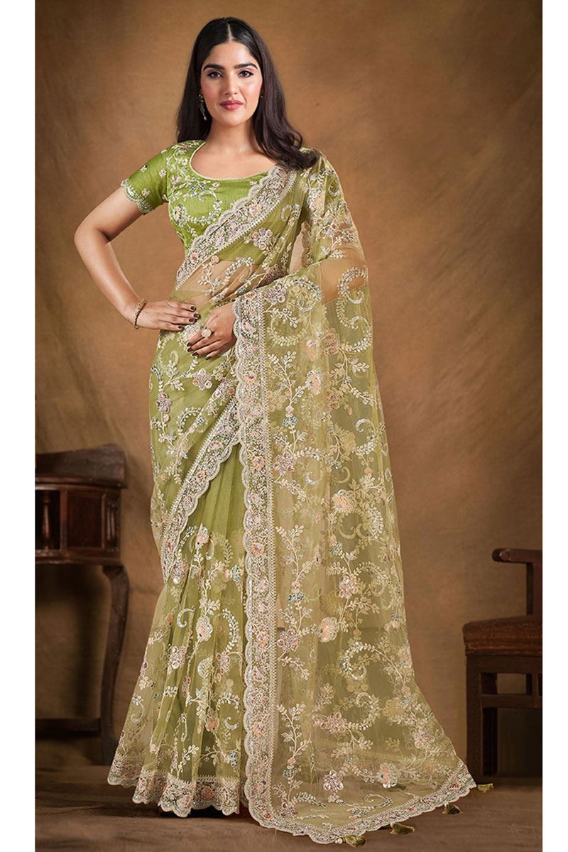 Glorious Net Designer Saree for Engagement, Reception, and Party