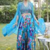 Striking Blue Georgette Designer Palazzo Suit for Party, Sangeet, and Festivals