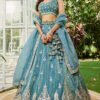 Mesmerizing Organza Designer Indo-Western Lehenga Choli for Engagement, Mehendi, and Reception