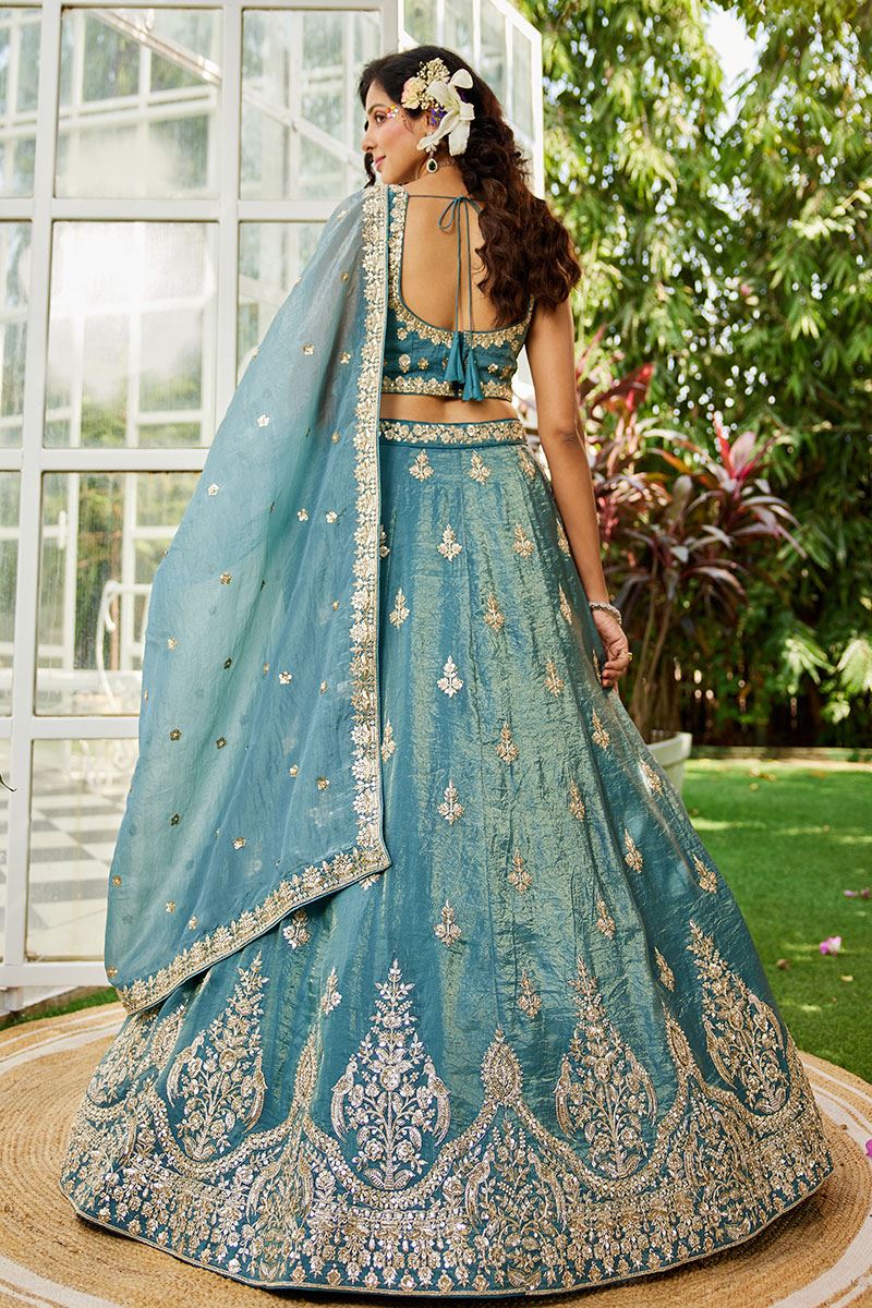 Mesmerizing Organza Designer Indo-Western Lehenga Choli for Engagement, Mehendi, and Reception