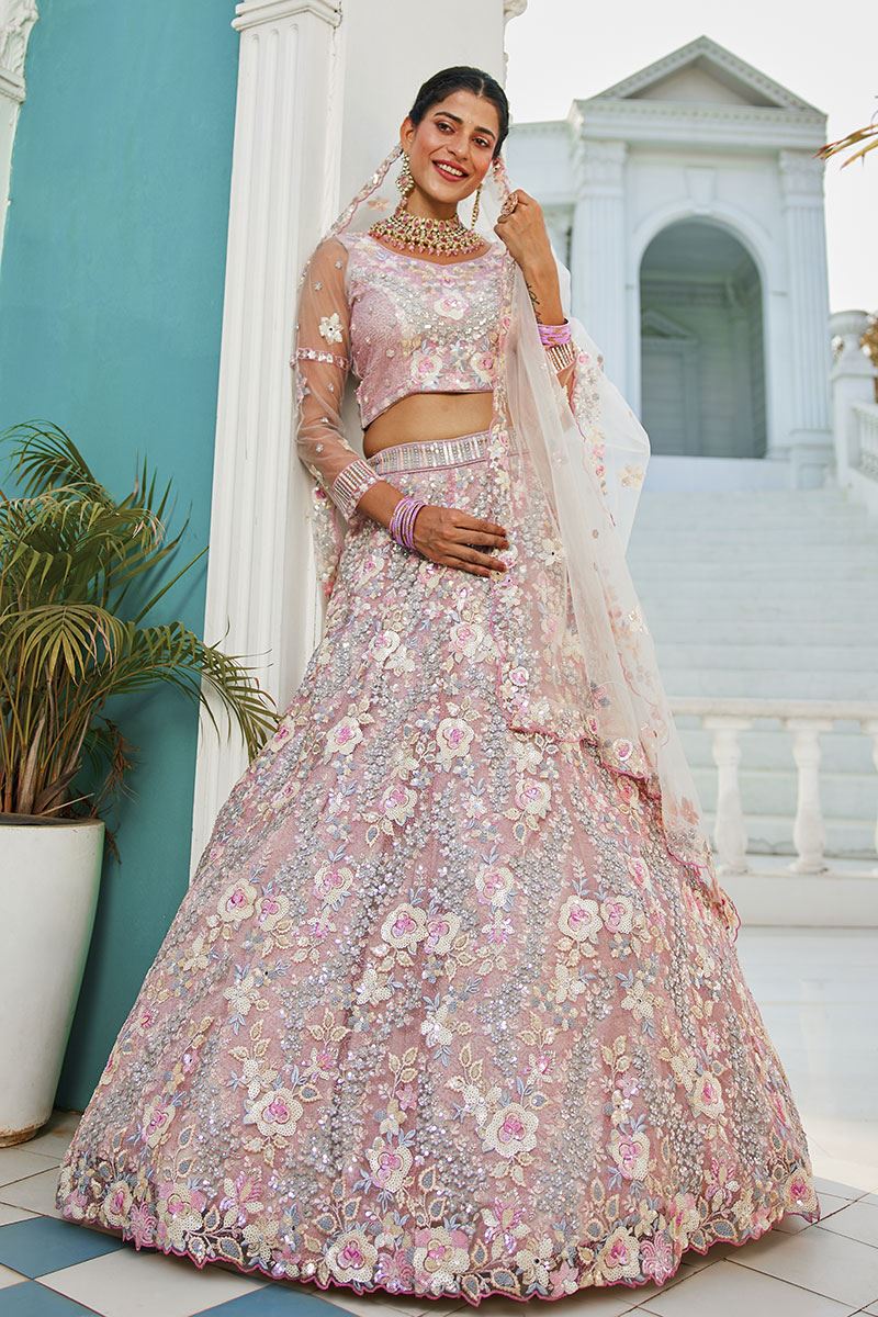 Flamboyant Net Designer Indo-Western Lehenga Choli for Engagement and Reception