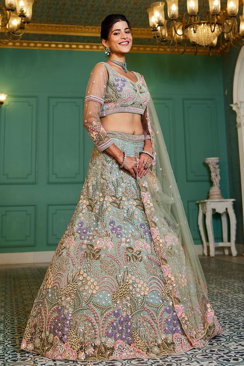 Royal Net Designer Indo-Western Lehenga Choli for Engagement and Reception