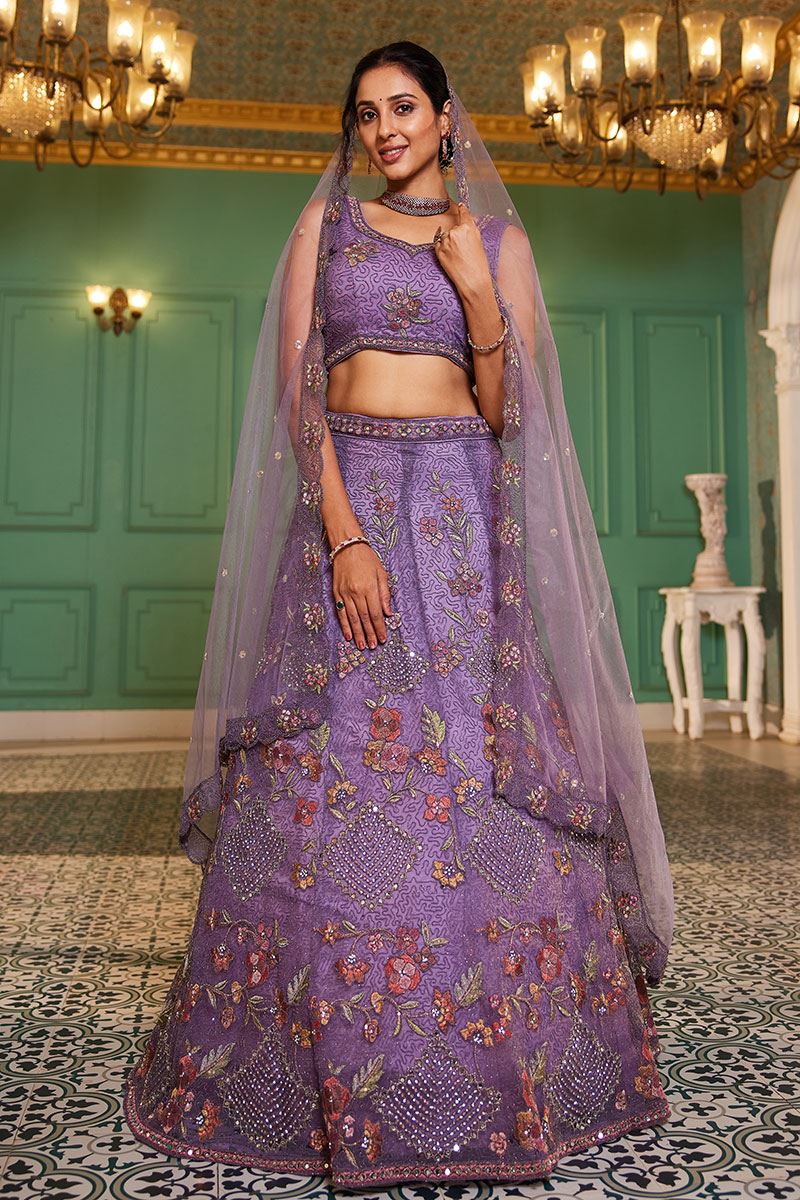 Trendy Net Designer Indo-Western Lehenga Choli for Engagement and Reception