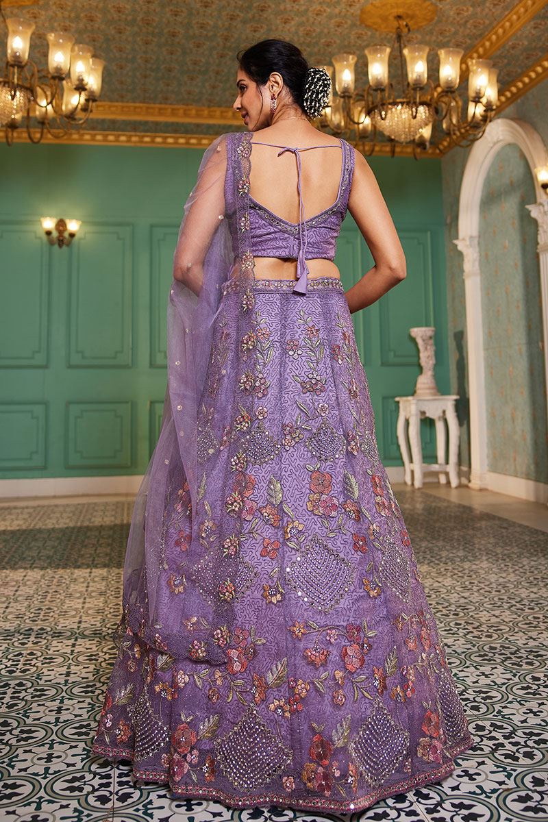 Trendy Net Designer Indo-Western Lehenga Choli for Engagement and Reception