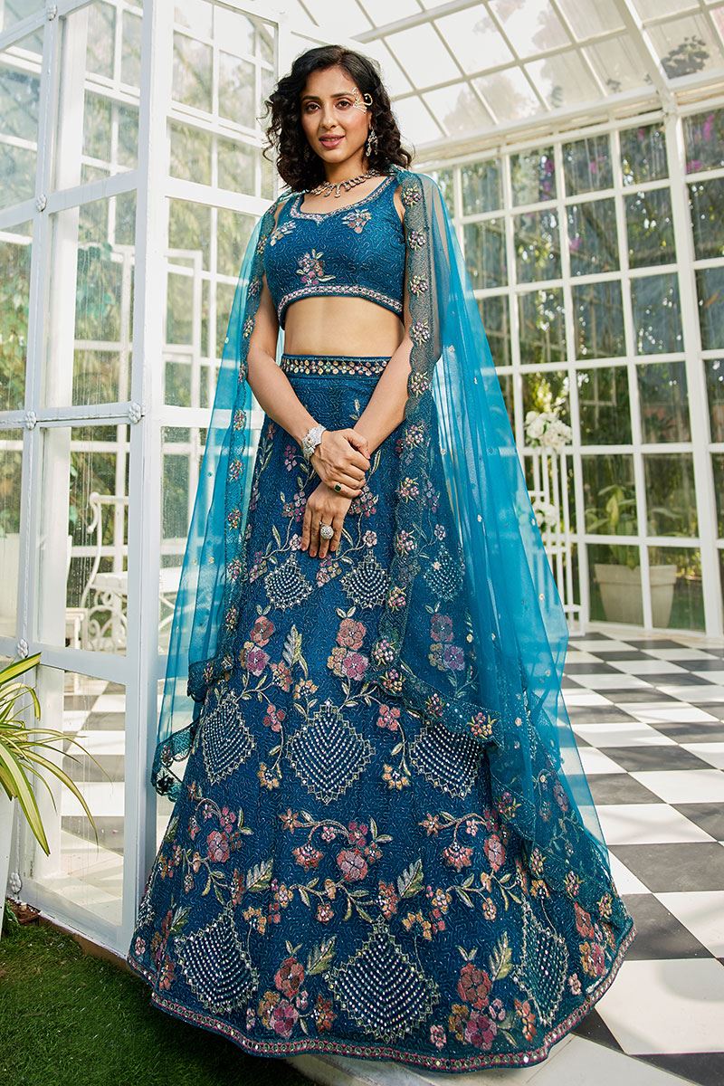 Flawless Net Designer Indo-Western Lehenga Choli for Engagement and Reception