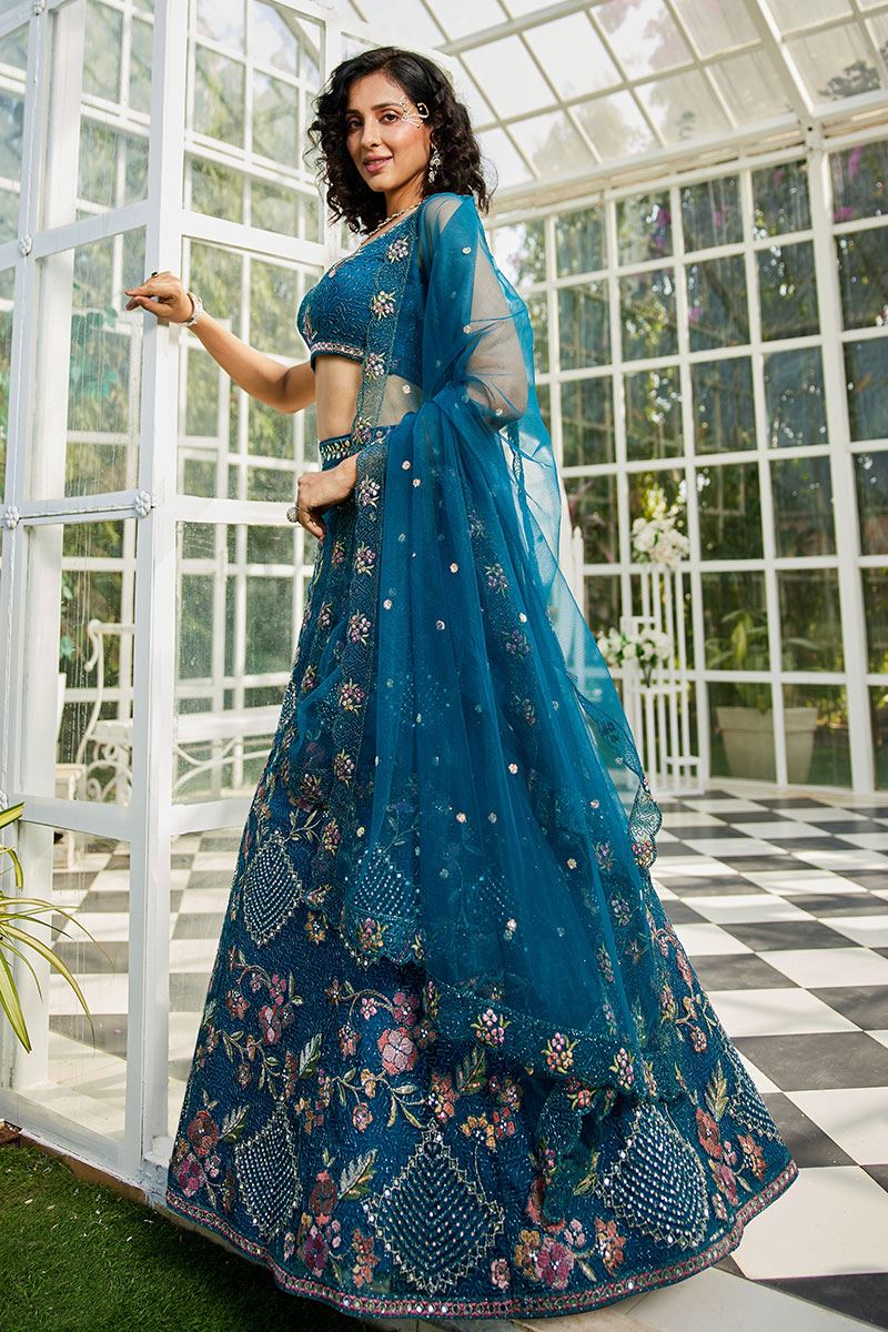 Flawless Net Designer Indo-Western Lehenga Choli for Engagement and Reception