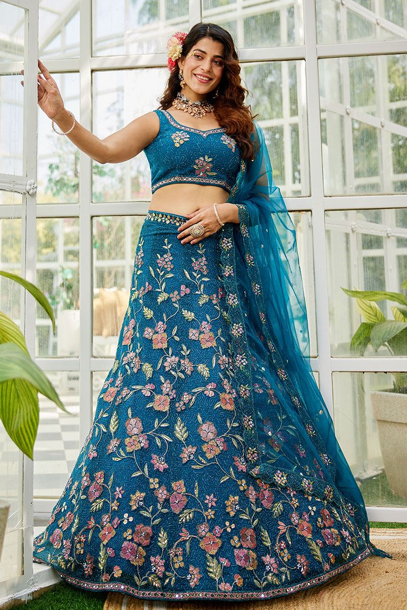 Heavenly Net Designer Indo-Western Lehenga Choli for Engagement and Reception