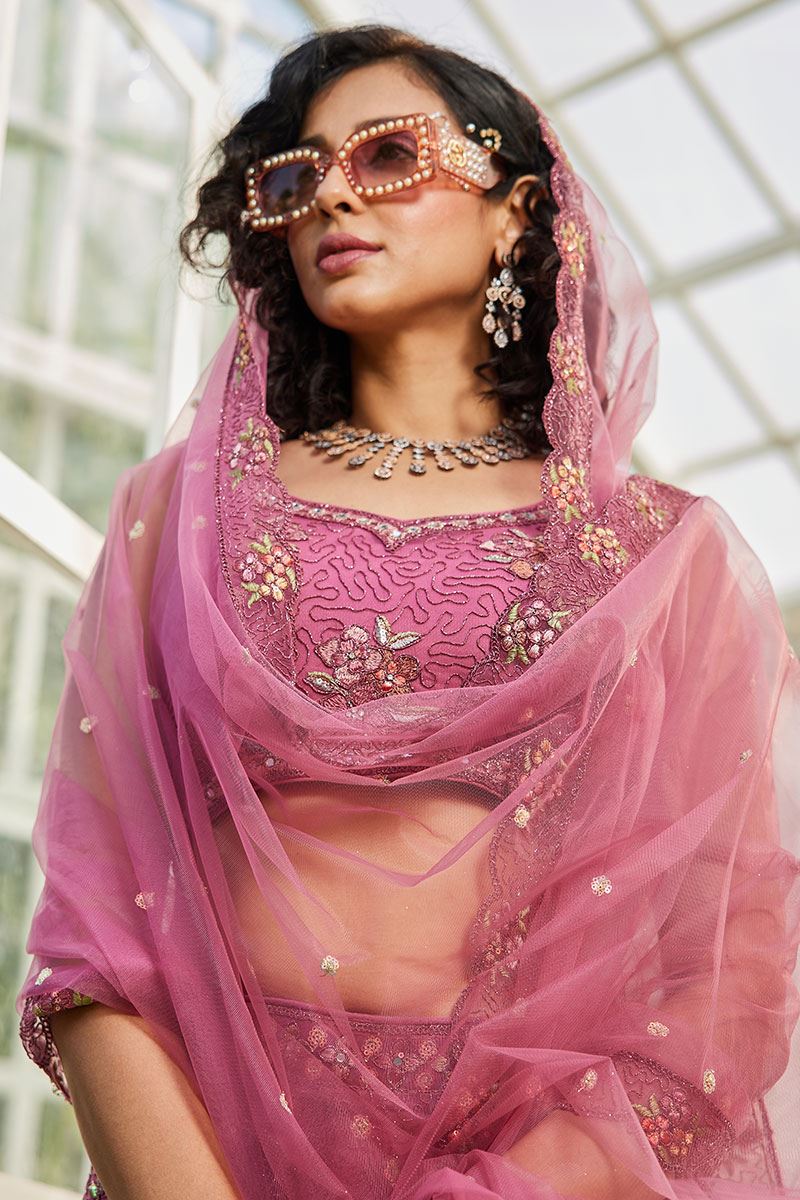 Magnificent Net Designer Indo-Western Lehenga Choli for Engagement and Reception