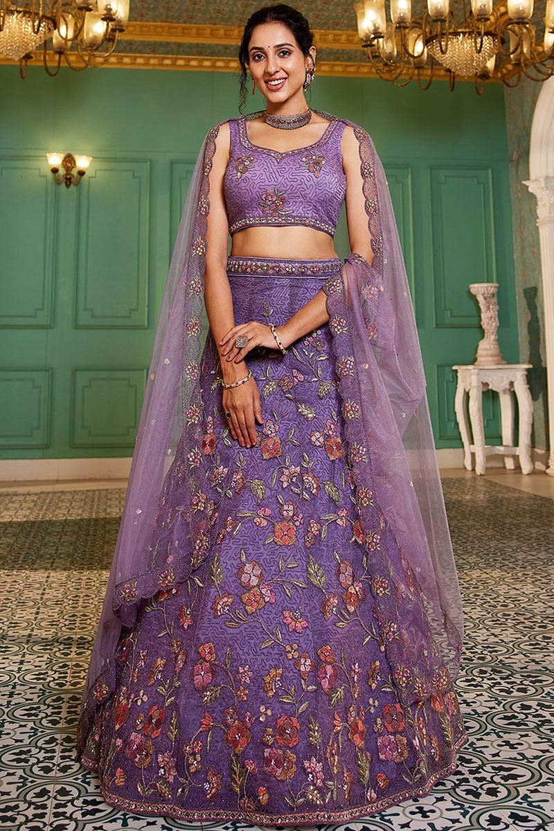Artistic Net Designer Indo-Western Lehenga Choli for Engagement and Reception