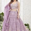 AttractiveLavender Designer Indo-Western Lehenga Choli for Engagement and Reception