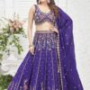 ArtisticBlue Designer Indo-Western Lehenga Choli for Wedding and Reception