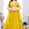 Classy Yellow Designer Indo-Western Lehenga Choli for Haldi, Festivals, and Party