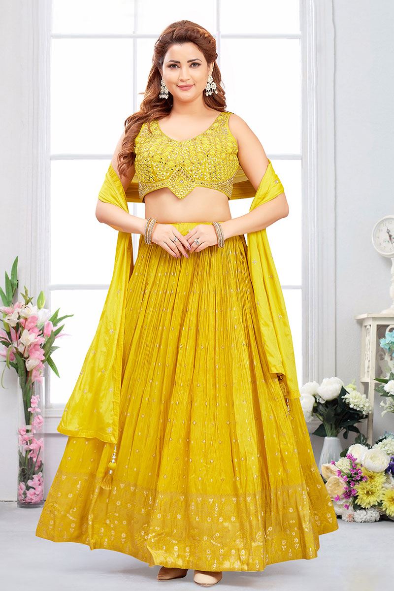 Classy Yellow Designer Indo-Western Lehenga Choli for Haldi, Festivals, and Party
