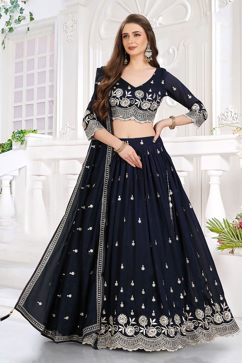 AmazingDark Blue Designer Wedding Lehenga Choli for Wedding and Reception