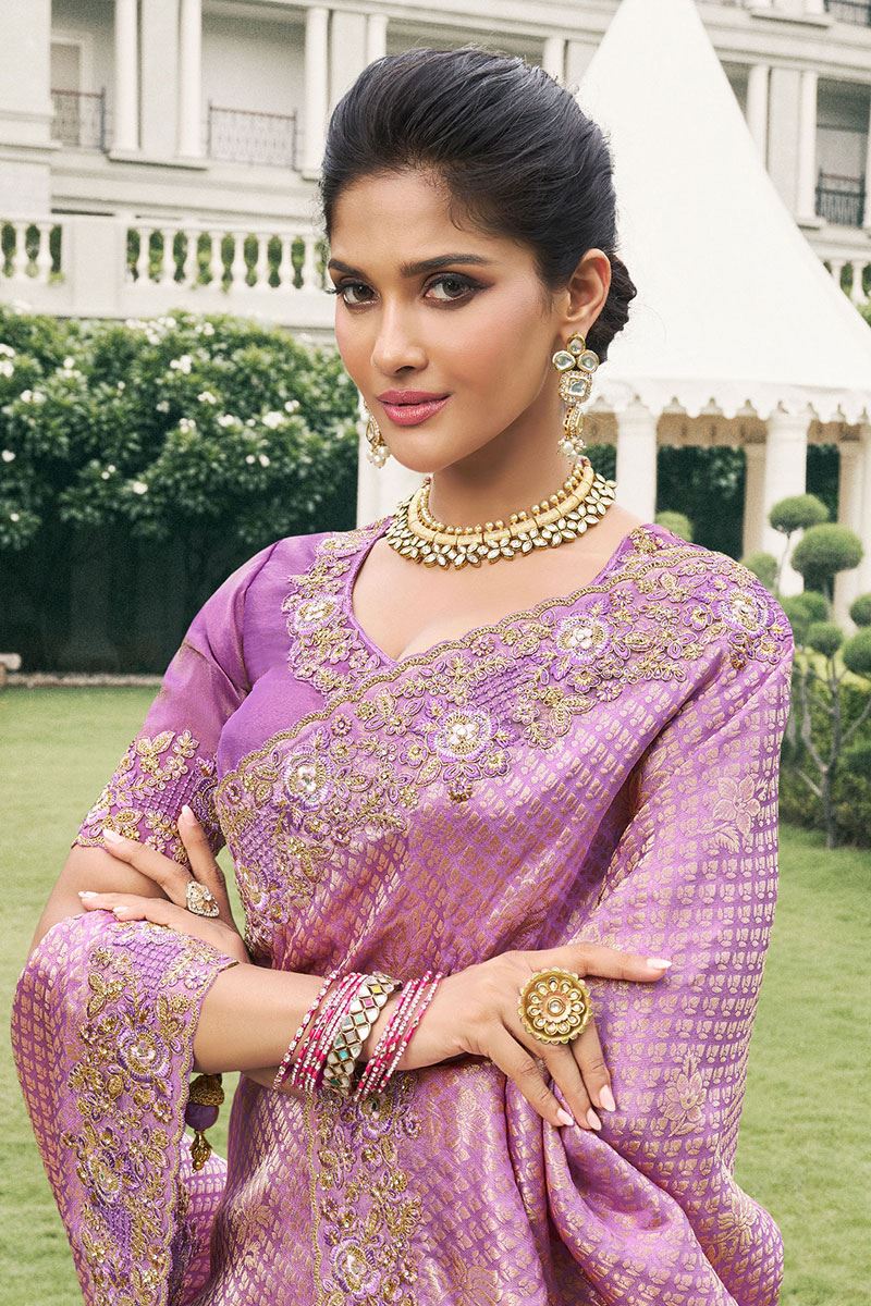 Glamorous Pure Viscose Tissue Jacquard Designer Saree for Engagement, Party, and Reception