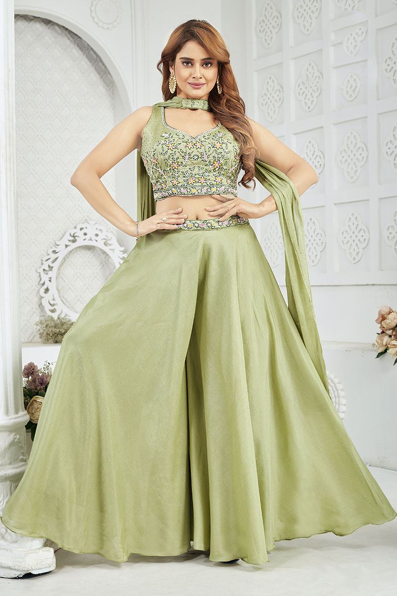 Lovely Green Designer Palazzo Suit for Engagement, Reception, Sangeet, and Party