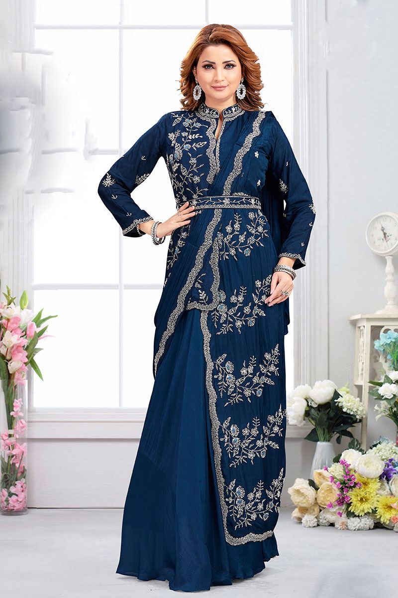 Royal Pure Brocket Satin Silk Designer Saree for Party and Reception