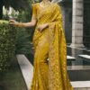 Attractive Pure Viscose Tissue Jacquard Designer Saree for Haldi, Party, and Reception