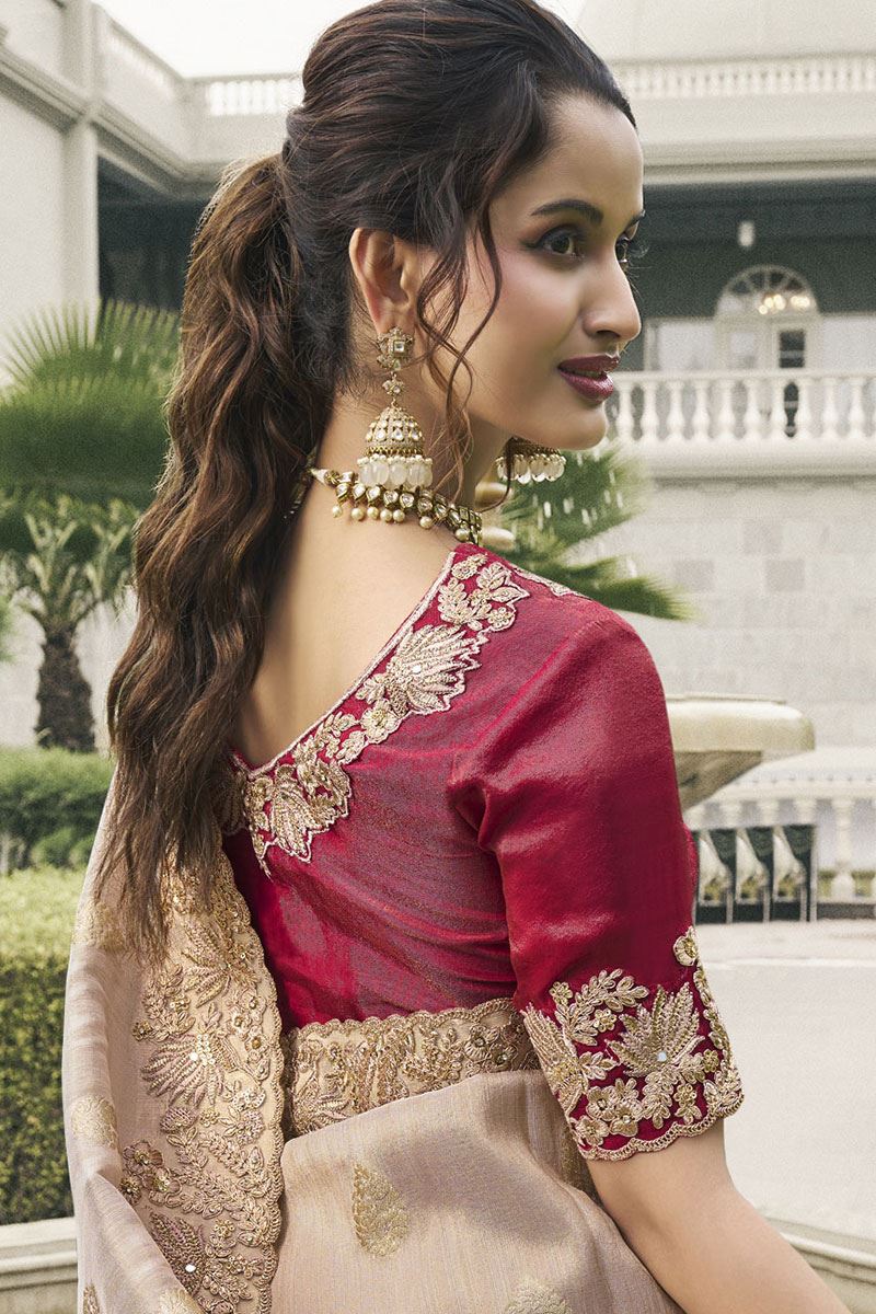 Artistic Pure Viscose Tissue Jacquard Designer Saree for Engagement, Party, and Reception