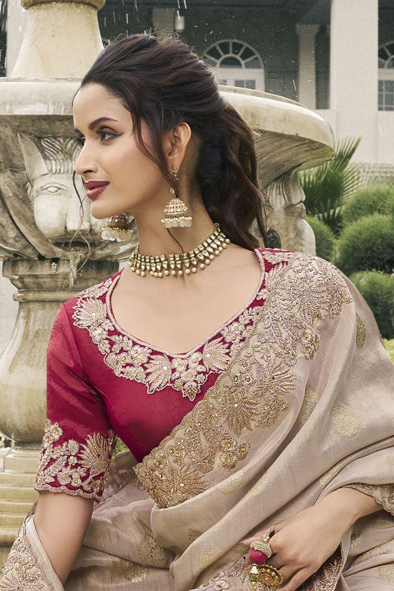 Artistic Pure Viscose Tissue Jacquard Designer Saree for Engagement, Party, and Reception