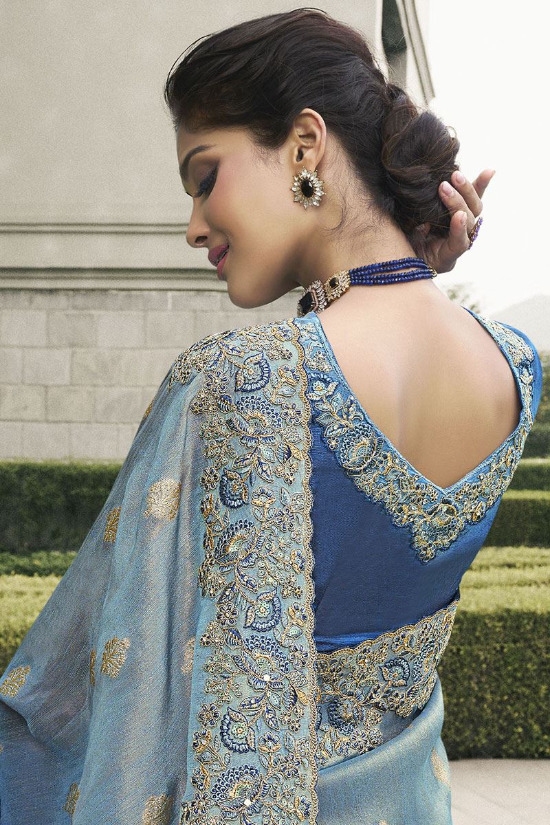 Magnificent Pure Viscose Tissue Jacquard Designer Saree for Engagement, Party, and Reception