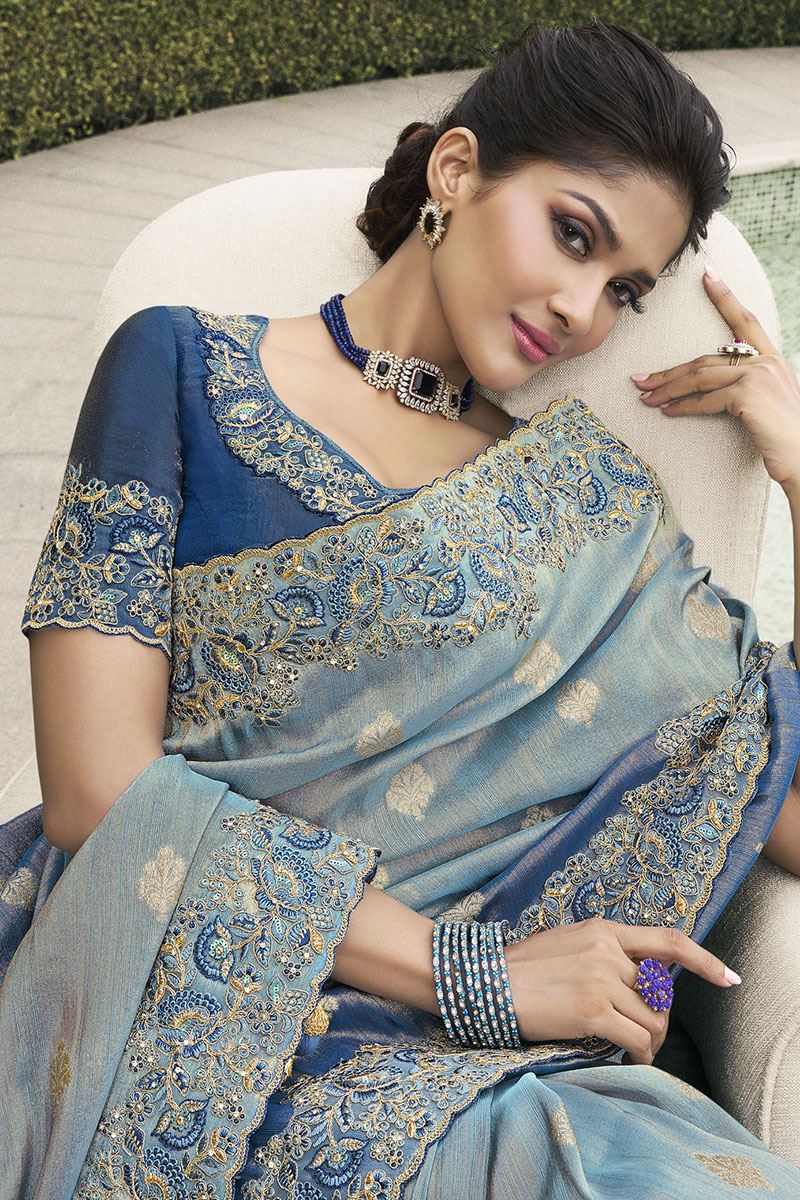 Magnificent Pure Viscose Tissue Jacquard Designer Saree for Engagement, Party, and Reception