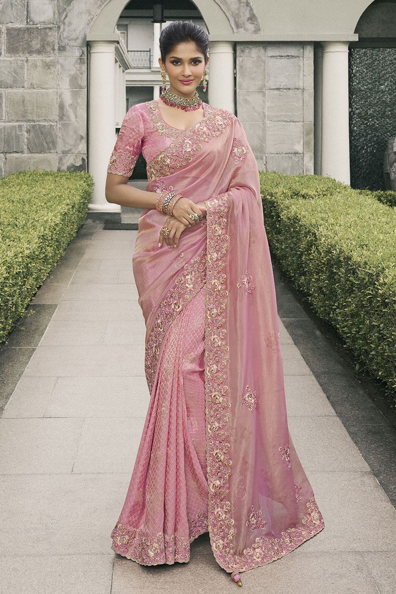 Heavenly Pure Viscose Tissue Jacquard Designer Saree for Engagement, Party, and Reception