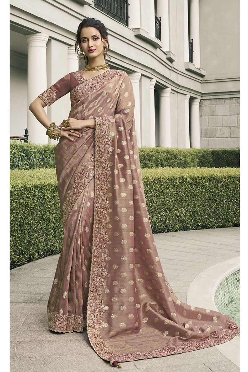 Astounding Pure Viscose Tissue Jacquard Designer Saree for Sangeet, Engagement, Party, and Reception