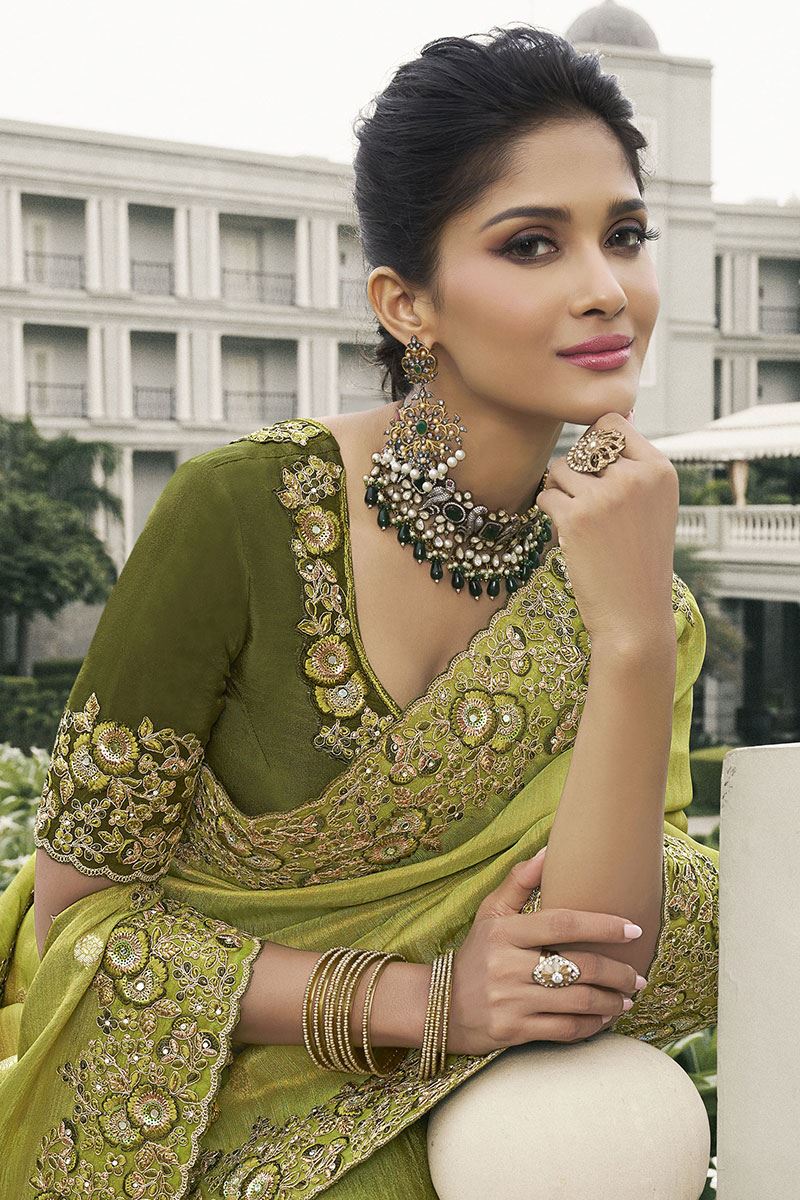 Glorious Pure Viscose Tissue Jacquard Designer Saree for Sangeet, Engagement, Party, and Reception