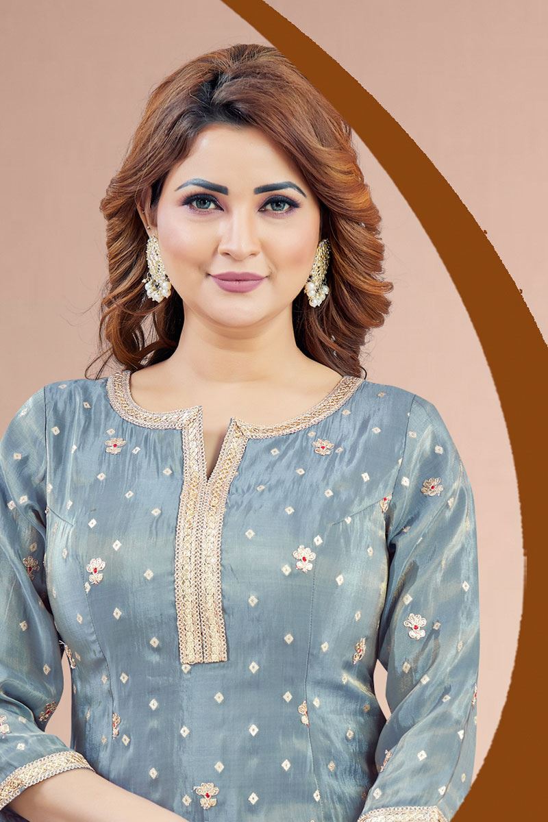 Smashing Light Blue Designer Palazzo Suit for Engagement, Party, and Festivals