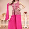 Creative Pink Designer Palazzo Suit for Engagement, Sangeet, Wedding, Reception, Party, and Festivals