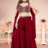 Striking Maroon Designer Palazzo Suit for Wedding, Reception, Party and Festivals
