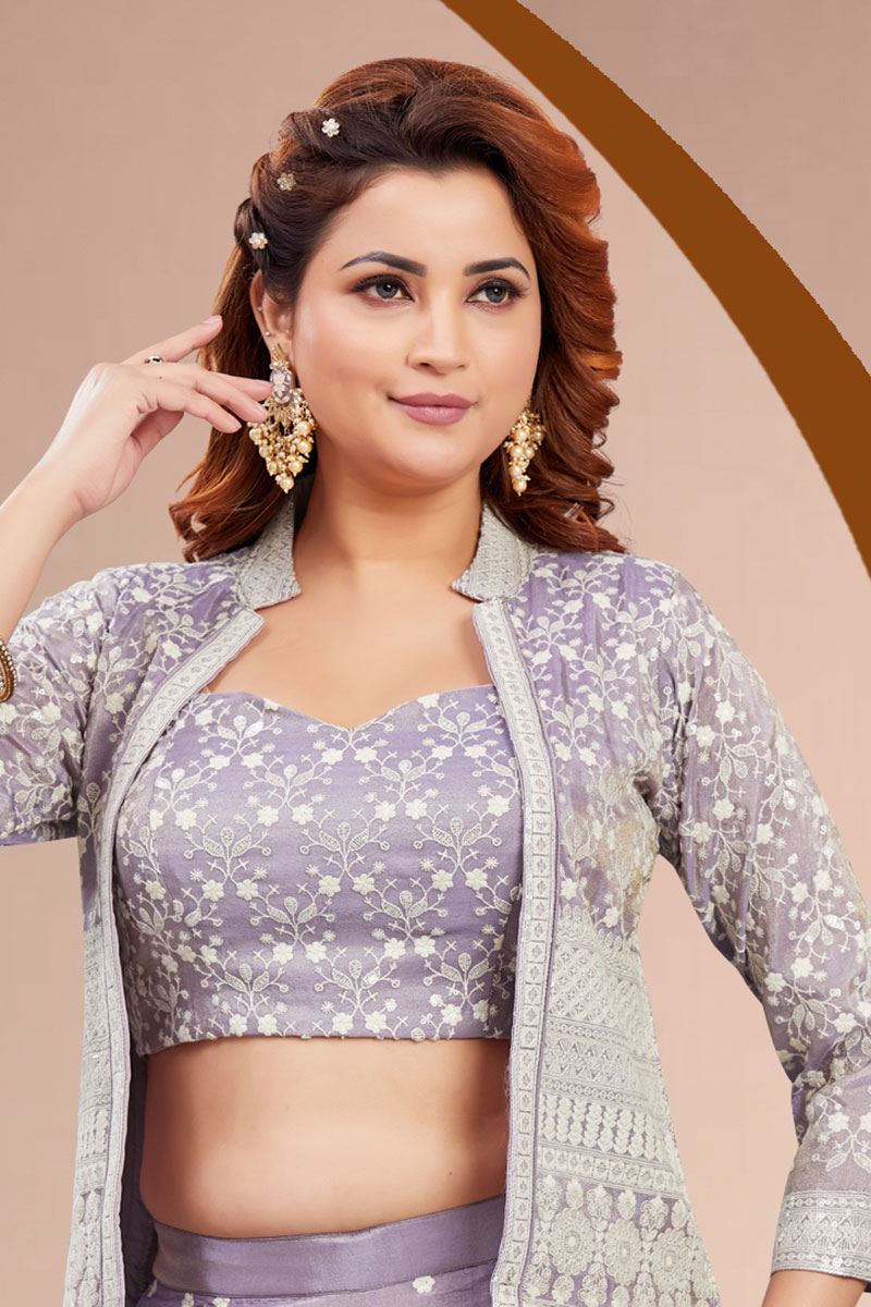 Magnificent Purple Designer Palazzo Suit for Sangeet, Party, and Festivals