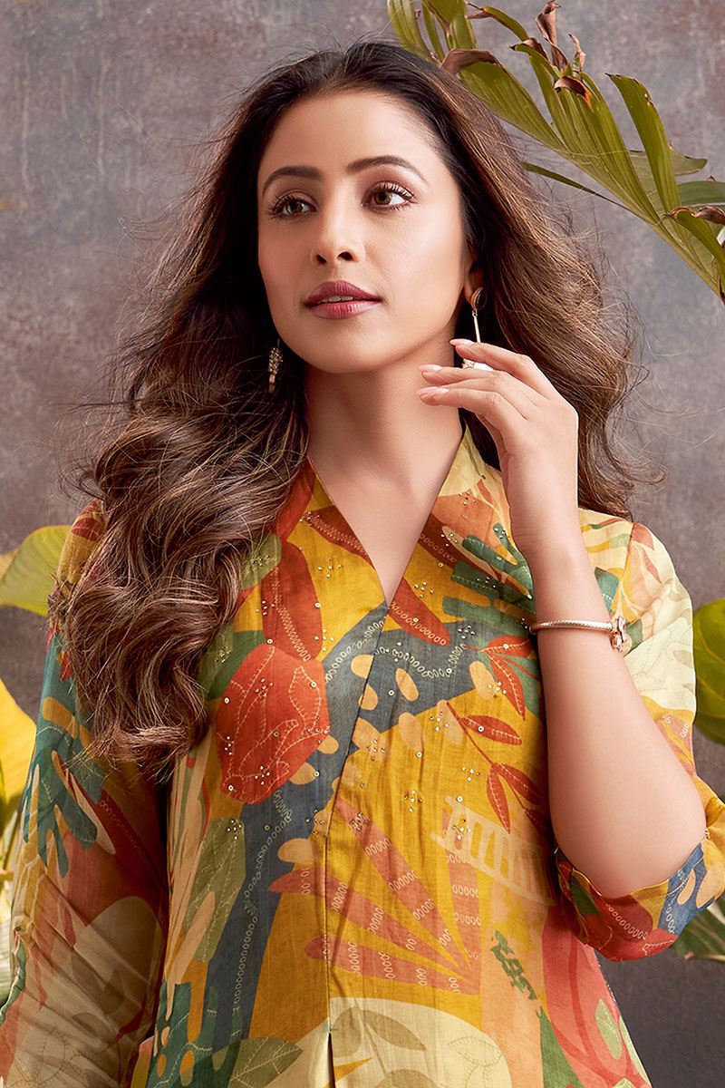 Appealing Mustard Designer Straight Cut Suit for Party, Festivals, and Haldi