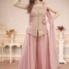 Dazzling Peach Designer Palazzo Suit for Engagement, Reception, Sangeet, Party, and Festivals
