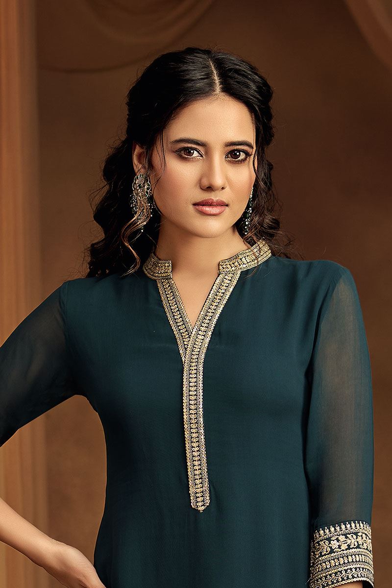 Impressive Bottle Green Designer Co-Ord Set for Party and Festivals