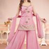 Surreal Pink Designer Palazzo Suit for Engagement, Reception, Sangeet, Party, and Festivals