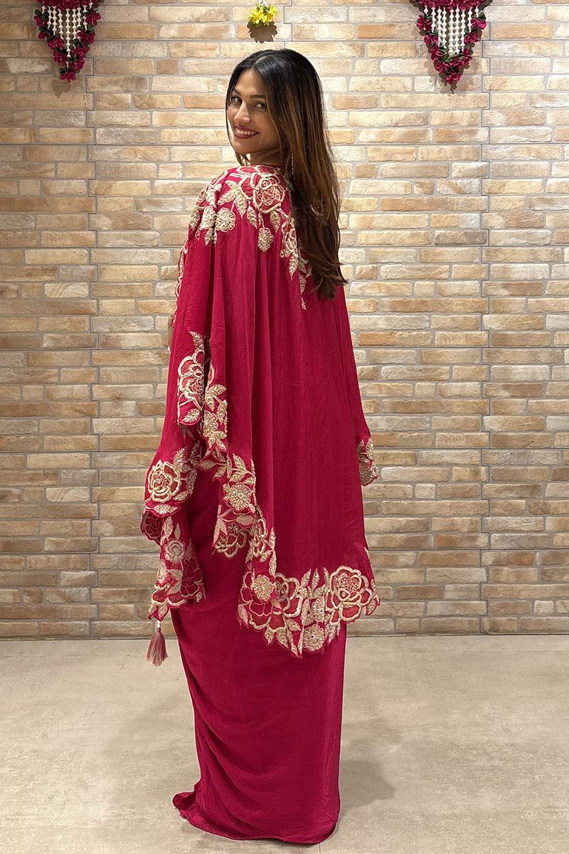 Spectacular Magenta Designer Indo-Western Suit for Engagement, Reception, Sangeet, and Party