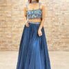 Charismatic Blue Designer Indo-Western Lehenga Choli for Engagement, Reception, Sangeet, and Party