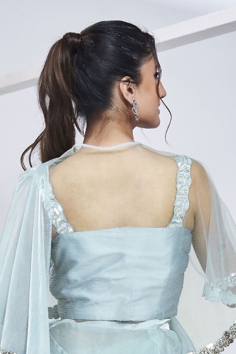 Royal Two Tone Satin Silk Designer Saree for Party