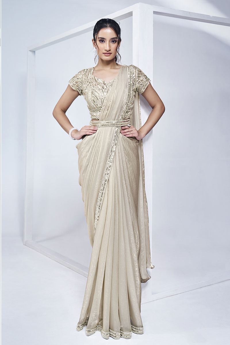 Charismatic Two Tone Satin Silk Designer Saree for Party