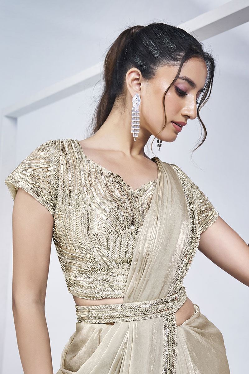 Charismatic Two Tone Satin Silk Designer Saree for Party