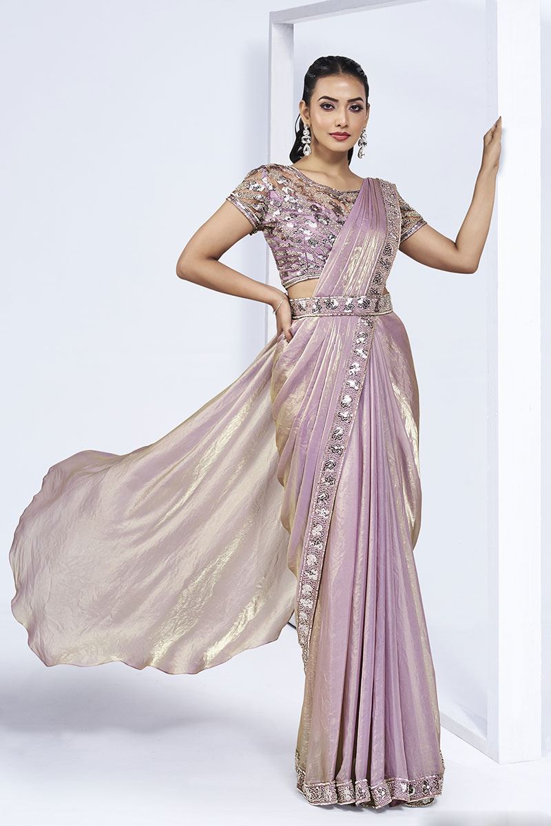 Fascinating Two Tone Satin Silk Designer Saree for Party