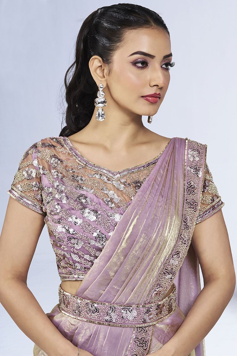 Fascinating Two Tone Satin Silk Designer Saree for Party