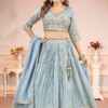 Exuberant Blue Designer Wedding Lehenga Choli for Engagement and Reception