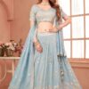 Marvelous Light Blue Designer Wedding Lehenga Choli for Engagement and Reception
